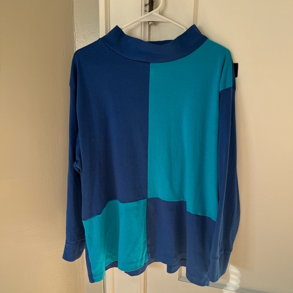 Third Generation Tops - Vintage Third Generation Blue Color Blocked Mock Neck Long Sleeve, Vtg Sz XL